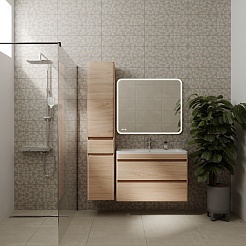 Style Line Тумба с раковиной подвесная Атлантика 90, Люкс ясень перламутр, PLUS – фотография-9